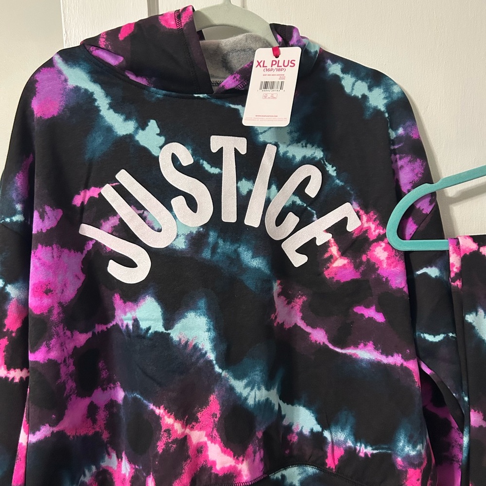 Justice Vibrant Tie-Dye Hoodie - Pink, Blue, Black
